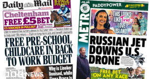 Newspaper headlines: ‘Back to work budget’ and ‘Russia downs US drone’