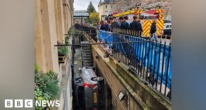 Bath: Man arrested after car wedged outside hotel