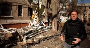 See wreckage caused by Russian cruise missile plowing into apartments, school
