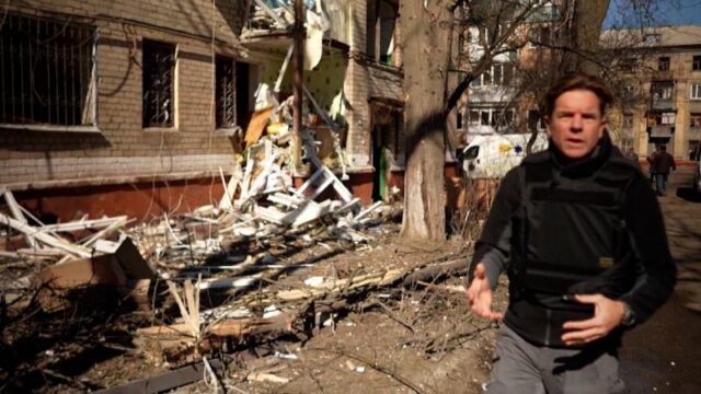 See wreckage caused by Russian cruise missile plowing into apartments, school