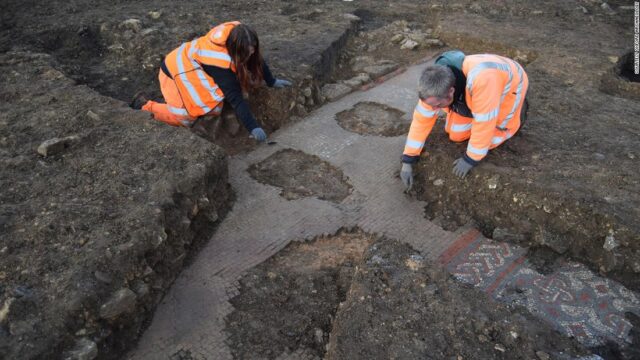‘Vibrant’ Roman mosaic discovered under supermarket construction site