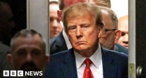 Trump’s historic court appearance in 77 seconds