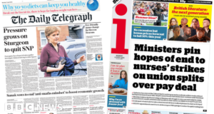 Newspaper headlines: Nurses’ strike warning and PM’s maths promise