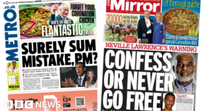 Newspaper headlines: Sunak under investigation and Charles’ Coronation quiche
