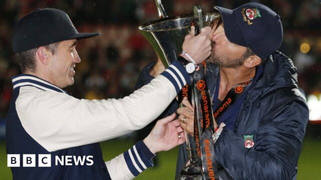Wrexham: Paul Rudd joins Ryan Reynolds and Rob McElhenney at promotion win