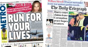 Newspaper headlines: ‘Crisis in Sudan’ and Harry ‘drags’ William into hacking case