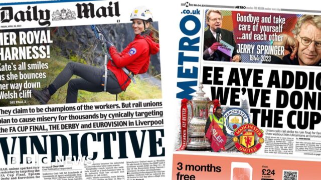 Newspaper headlines: ‘Vindictive’ rail unions and ‘talk show king’ dies