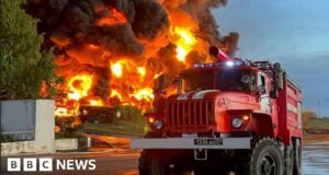 Ukraine war: Crimea oil tank set ablaze by reported drone