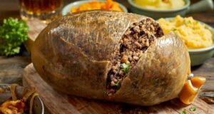 This boiled bag of offal is banned in the US. In Scotland it’s a fine-dining treat