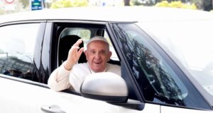 Pope jokes he’s ‘still alive’ as he leaves hospital