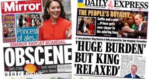 Newspaper headlines: ‘Obscene’ energy profits and King still ‘relaxed’