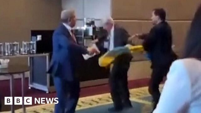 Fight after Russian snatches Ukrainian MP’s flag