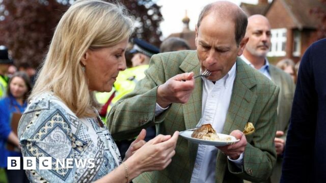 Prince Edward and his wife Sophie visit Surrey street party